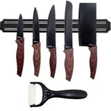 Kit Jogo Facas Conjunto 6 Peças Faqueiro Com Barra Magnética