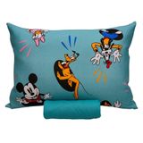 Jogo De Cama Portallar Solteiro Malha 100% Algodão Disney Mickey Feliz 2 Pçs Verde