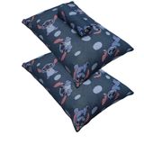 Jogo De Cama Portallar Casal Malha Mista Estampado Disney Stitch Pedras 3 Pçs Azul