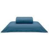 Jogo De Cama Buettner Solteiro King Malha Liso 2 Peças Image Azul