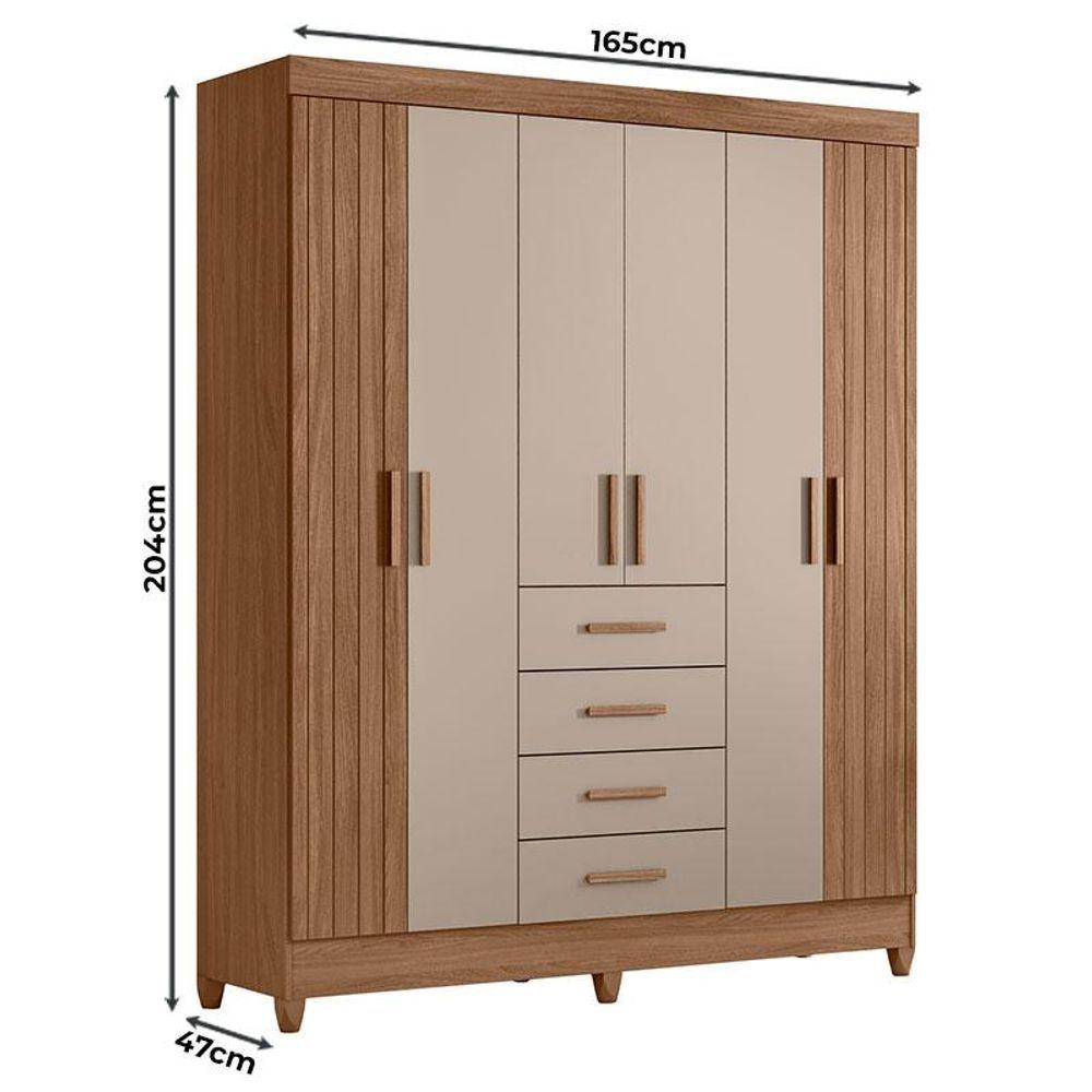 Guarda Roupa Solteiro Aruba 6 Portas Carvalho Fendi - Moval