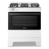 Fogão A Gás Mesa Inox Super Chama Tampa De Vidro Forno 84l Limpa Fácil E Acendimento Automático Ideal Top T5iab Cor Branco 5 Bocas Bivolt