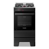 Fogão A Gás Mesa Inox Tampa De Vidro Forno 50l Limpa Fácil E Acendimento Automático Esmaltec Ideal Top T4iap Cor Preto 4 Bocas Bivolt