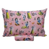 Jogo De Cama Portallar Solteiro Malha Mista Estampado Disney Branca De Neve 2 Pçs Rose