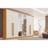 Guarda Roupa Casal 6 Portas (2 C/ Espelho) E 6 Gavetas Valencia Peroba/off White - Europa