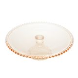 Prato C/pé P/bolo Cristal Pearl Bolinha Âmbar 31x11cm Wolff