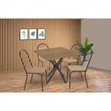 Conjunto: Mesa Sala Jantar Volga C/ Tampo De Madeira 90cm E 4 Cadeiras Noruega Preto/nogueira - Cappuccino - Kappesberg