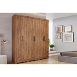 Guarda Roupa Casal 6 Portas E 2 Gavetas C/ 1 Espelho Interno Milena Cinamomo - Panan