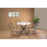 Conjunto: Mesa De Cozinha Volga C/ Tampo De Vidro 95cm E 4 Cadeiras Noruega Preto - Capuccino - Kappesberg