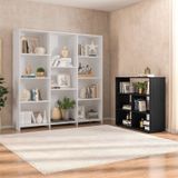 Kit 1 Estante Livreiro 11 Nichos Odelia E 1 Estante Multiuso 5 Nichos Cairo Branco/preto
