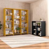 Kit 1 Estante Livreiro 11 Nichos Odelia E 1 Estante Multiuso 5 Nichos Cairo Freijó/preto