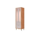 Cristaleira De Cozinha Eloise C/ 3 Portas (2 C/ Vidro Reflecta E 1 Basculante) E 1 Gaveta 70cm Cinamomo/off White - Mgm