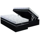 Cama Box Baú Solteiro: Colchão Molas Masterpocket Ensacadas Polar Diamond + Base Crc Suede Black (88x188)