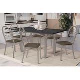 Conjunto: Mesa Sala Jantar Elba Tampo Madeirado C/ Vidro 160cm E 6 Cadeiras Holanda Niquel/preto - Courano Marrom - Kappesberg