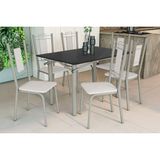 Conjunto: Mesa De Cozinha Elba Tampo Madeirado C/ Vidro 120cm E 6 Cadeiras Florença Niquel/preto - Courano Branco - Kappesberg