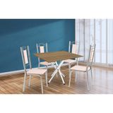 Conjunto: Mesa Sala Jantar Volga C/ Tampo De Madeira 90cm E 4 Cadeiras Lisboa Cromado/nogueira - Bege - Kappesberg
