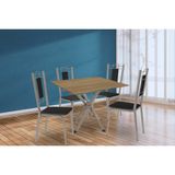 Conjunto: Mesa De Cozinha Volga C/ Tampo De Madeira 90cm E 4 Cadeiras Florença Niquel/nogueira - Courano Preto - Kappesberg