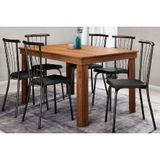 Conjunto: Mesa Sala Jantar 1543 C/ Tampo Madeirado 136x80cm E 6 Cadeiras 154 Freijo - Preto/courano Preto - Carraro