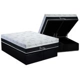 Cama Box Baú Queen: Colchão Molas Masterpocket Ensacadas Polar Diamond + Base Crc Suede Black (158x198)