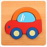 Quebra-cabeça Em Madeira Montessori Carrinho 5 Peças Carro
