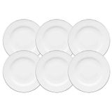 Jogo Pratos De Sobremesa Kit 6 Peças 22cm Borda Prata Isabel
