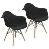 Kit 2 Cadeiras Charles Eames Eiffel Design Wood Com Braços