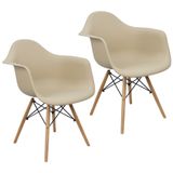 Kit 2 Cadeiras Charles Eames Eiffel Design Wood Com Braços