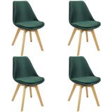Kit 4 Cadeiras Charles Eames Leda Veludo Luisa Saarinen Estofada Base Madeira