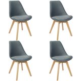 Kit 4 Cadeiras Charles Eames Leda Veludo Luisa Saarinen Estofada Base Madeira