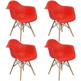 Kit 4 Cadeiras Charles Eames Eiffel Design Wood Com Braços