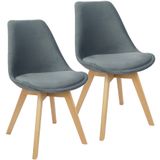 Kit 2 Cadeiras Charles Eames Leda Veludo Luisa Saarinen Estofada Base Madeira
