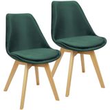 Kit 2 Cadeiras Charles Eames Leda Veludo Luisa Saarinen Estofada Base Madeira