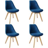 Kit 4 Cadeiras Charles Eames Leda Veludo Luisa Saarinen Estofada Base Madeira
