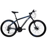 Bicicleta Aro 26 Rino Everest - 21 Vel. Cambios Shimano - Preto/azul - 17