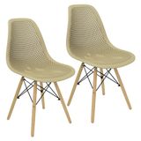 Kit 2 Cadeiras Colmeia Furadinha Heloisa Eloá Charles Eames Eiffel Base Madeira