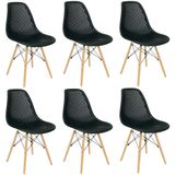 Kit 6 Cadeiras Colmeia Furadinha Heloisa Eloá Charles Eames Eiffel Base Madeira