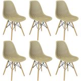 Kit 6 Cadeiras Colmeia Furadinha Heloisa Eloá Charles Eames Eiffel Base Madeira
