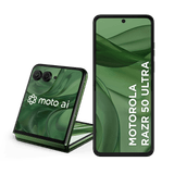 Smartphone Motorola Razr 50 Ultra - 512GB 24GB (12GB RAM+12GB Ram Boost) Tela dobrável 6,9" pOLED e externa 4” Moto AI camera IPX8 Forest Green