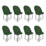 Kit 8 Cadeiras Poltrona De Jantar Ariel Suede Verde Pés De Ferro Preto - Pallazio