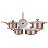 Jogo De Panelas 5 Pcs Rochedo Ceramic Rose Gold C464s984