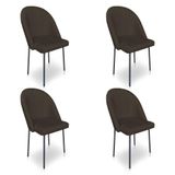 Kit 4 Cadeiras Poltrona De Jantar Ariel Suede Marrom Pés De Ferro Preto - Pallazio