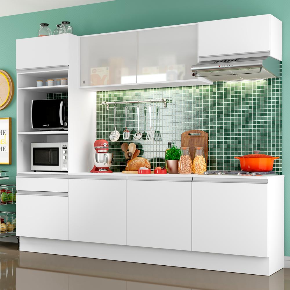 Cozinha Completa Compacta Madesa Topazio com Armário, Balcão e Tampo
