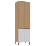 Paneleiro Duplo 70cm 4 Portas Slim Luciane Móveis Freijó-freijó Brasil-cinza Cristal