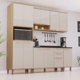 Cozinha Modulada Compacta 5 Peças Com Tampos E Sem Pia Isis Avelã-mocca Laca