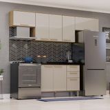 Cozinha Modulada Compacta 4 Peças Com Tampos Isis Luciane Mó Avelã-mocca Laca