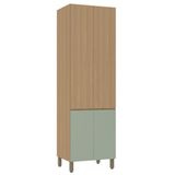 Paneleiro Duplo 70cm 4 Portas Slim Luciane Móveis Freijó-freijó Brasil-verde Jade