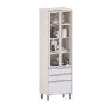 Paneleiro De Cozinha 70cm 2 Portas De Vidro E 3 Gavetas Art Pátina-cinza Cristal