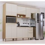 Cozinha Modulada Compacta 4 Peças Com Tampo Isis Luciane Móv Avelã-mocca Laca