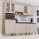 Cozinha Modulada Compacta 5 Peças Com Tampos E Sem Pia Isis Avelã-mocca Laca