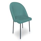 Cadeira Poltrona De Jantar Ariel Suede Azul Turquesa Pés De Ferro Preto - Pallazio